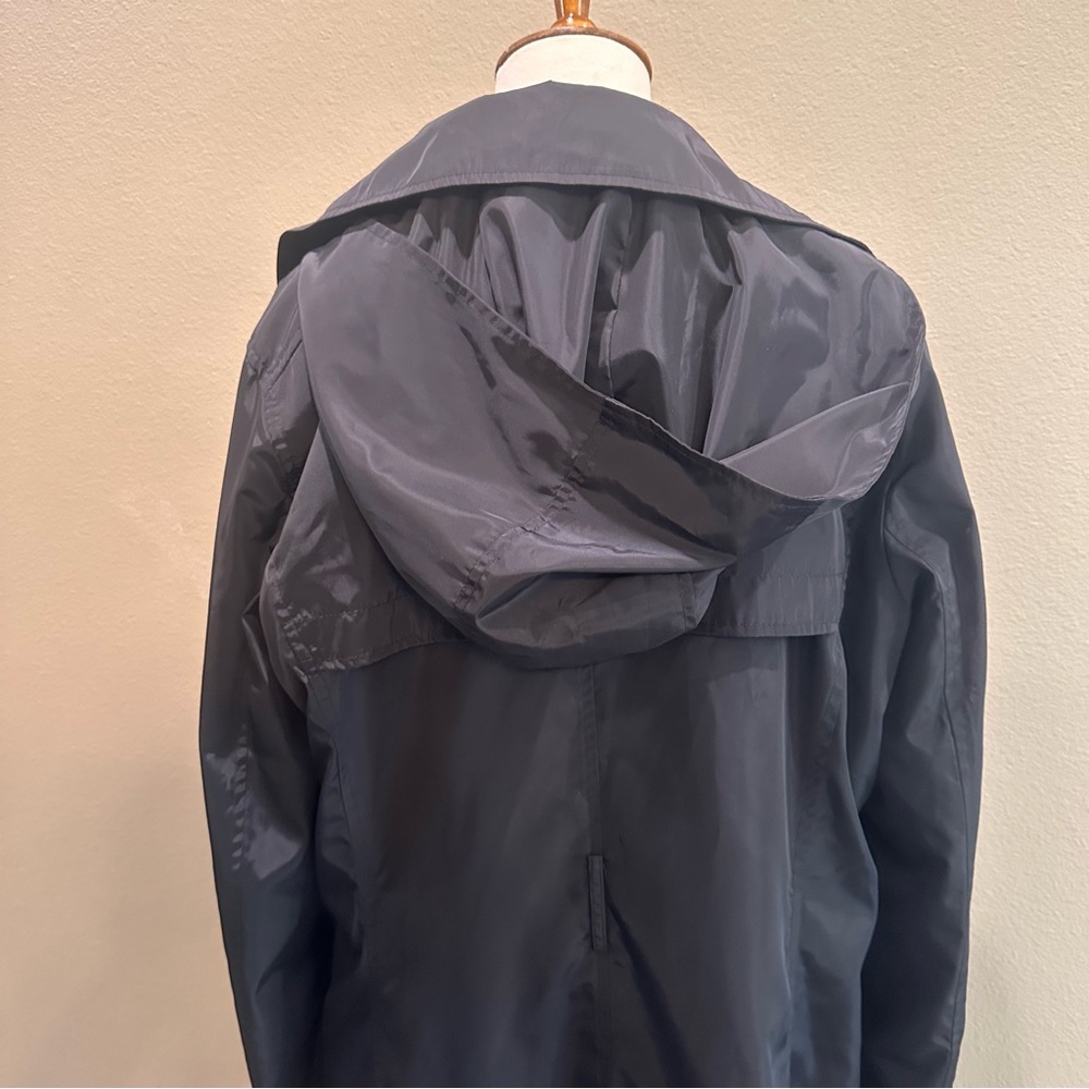 Via Spiga Women's Black Trench Coat Water Resistant raincoat Large - Picture 14 of 15